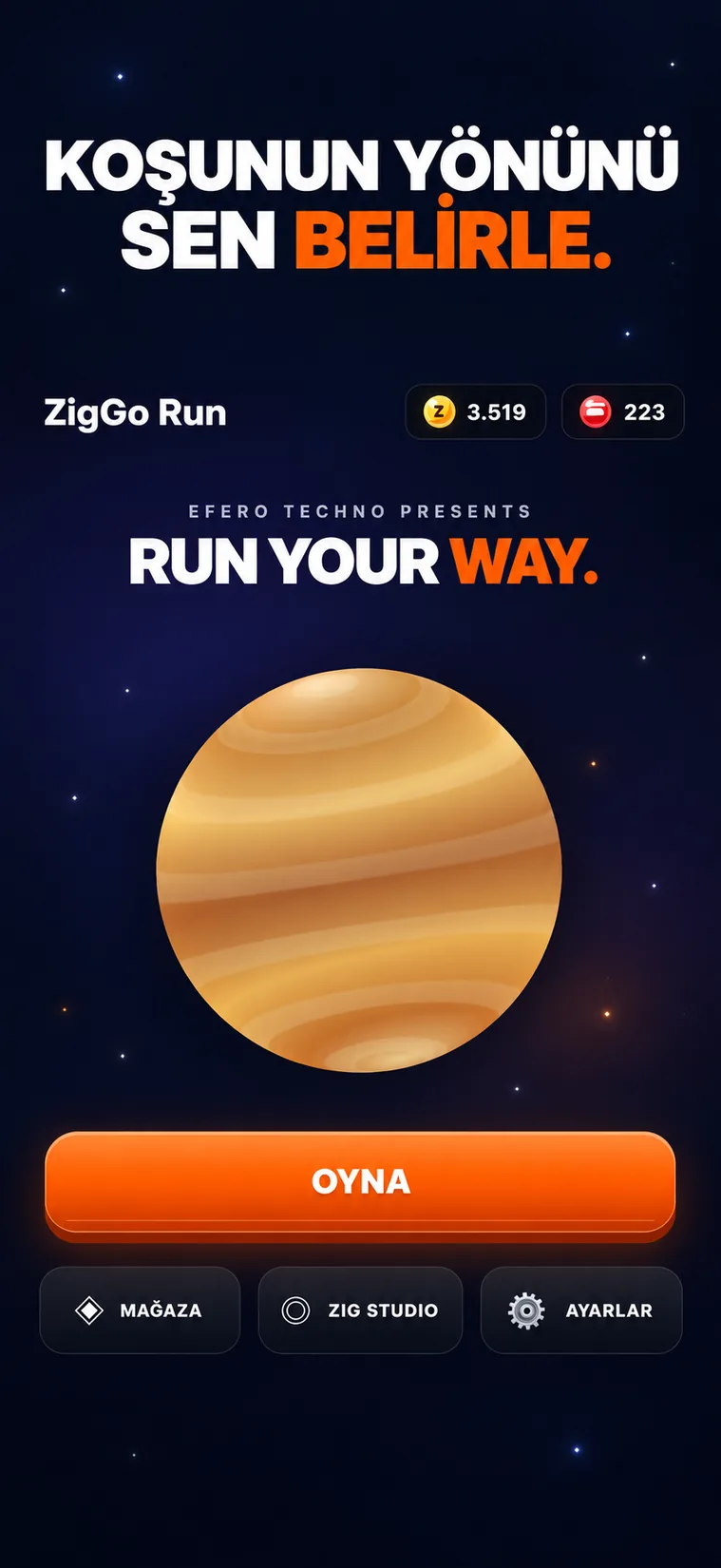 Astro Brawl ana menü ekranı
